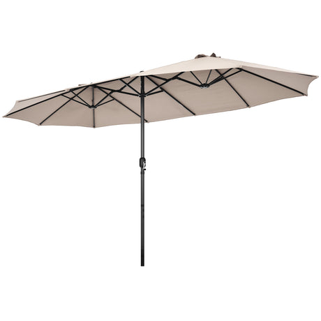 4.7 M Double-Sided Patio Umbrella with Hand-Crank System and Air Vents-Beige