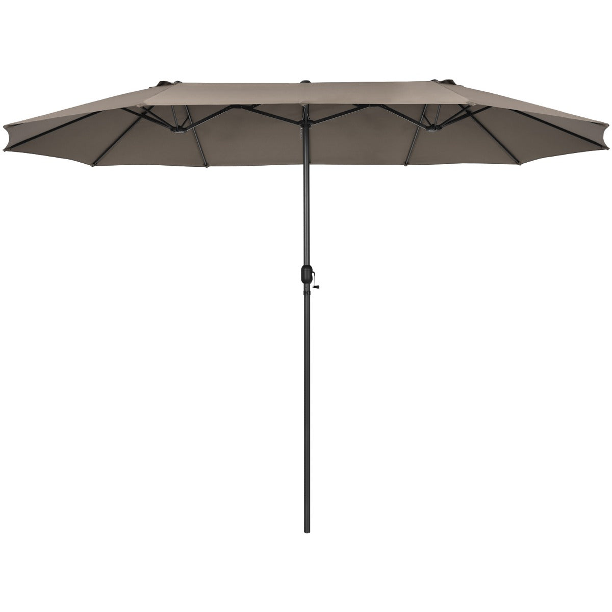 4.7 M Double-Sided Patio Umbrella with Hand-Crank System and Air Vents-Coffee