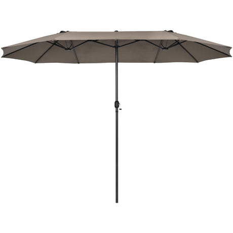 4.7 M Double-Sided Patio Umbrella with Hand-Crank System and Air Vents-Coffee