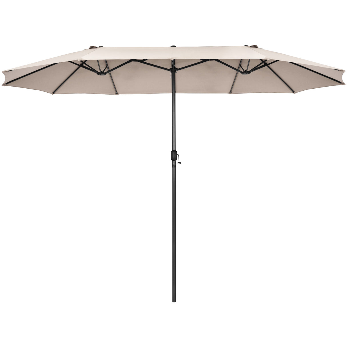 4.7 M Double-Sided Patio Umbrella with Hand-Crank System and Air Vents-Beige