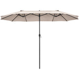 4.7 M Double-Sided Patio Umbrella with Hand-Crank System and Air Vents-Beige