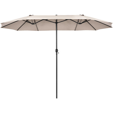 4.7 M Double-Sided Patio Umbrella with Hand-Crank System and Air Vents-Beige