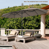 4.7 M Double-Sided Patio Umbrella with Hand-Crank System and Air Vents-Coffee