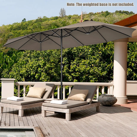 4.7 M Double-Sided Patio Umbrella with Hand-Crank System and Air Vents-Coffee
