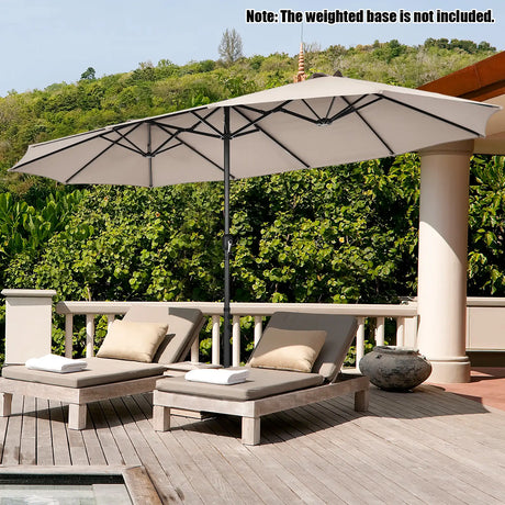4.7 M Double-Sided Patio Umbrella with Hand-Crank System and Air Vents-Beige