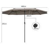 4.7 M Double-Sided Patio Umbrella with Hand-Crank System and Air Vents-Coffee