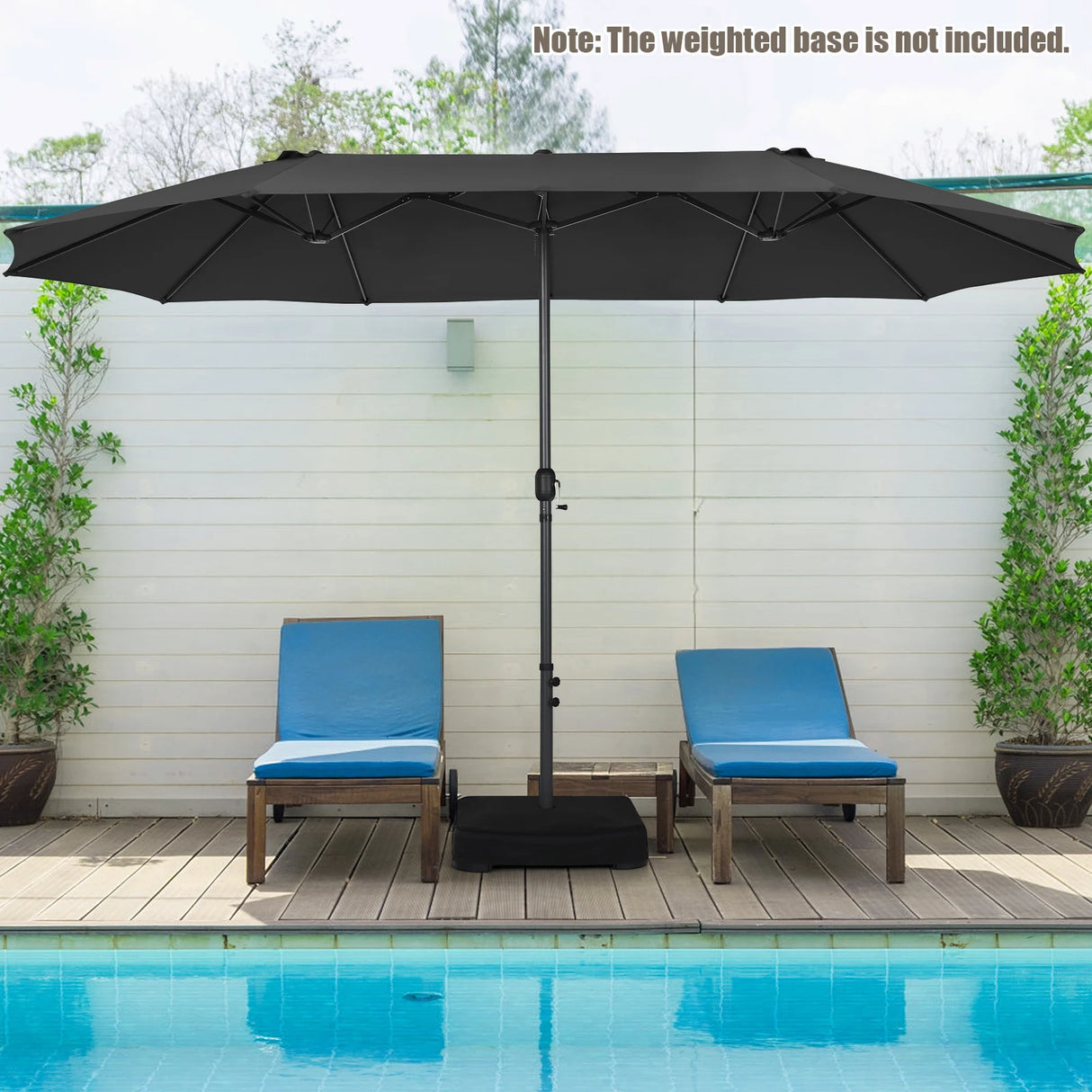460cm Double-Sided Patio Umbrella with Hand-Crank System and Air Vents-Black
