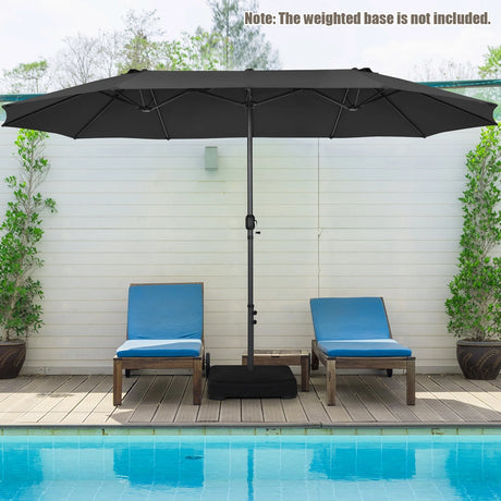 460cm Double-Sided Patio Umbrella with Hand-Crank System and Air Vents-Black
