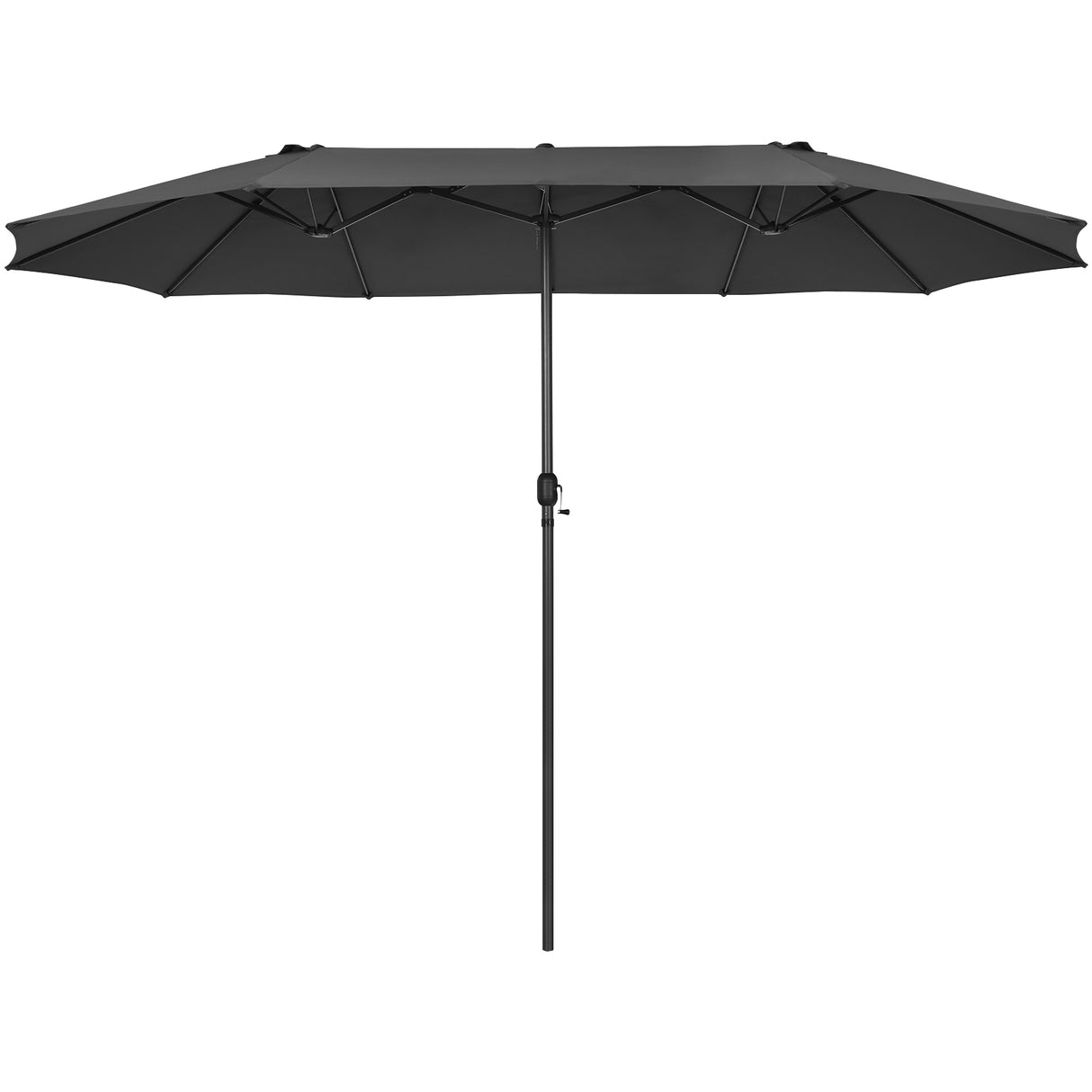 460cm Double-Sided Patio Umbrella with Hand-Crank System and Air Vents-Black