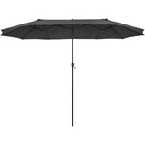 460cm Double-Sided Patio Umbrella with Hand-Crank System and Air Vents-Black