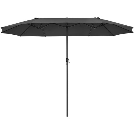 460cm Double-Sided Patio Umbrella with Hand-Crank System and Air Vents-Black