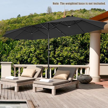 460cm Double-Sided Patio Umbrella with Hand-Crank System and Air Vents-Black