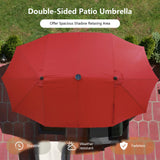 450cm Double-Sided Patio Umbrella with Solar Lights -Wine
