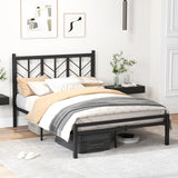 Full Size Platform Bed with Headboard and Metal Frame-Full Size