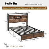 Queen/King Size Platform Bed with Bookcase Headboard and Charging Station-Queen size