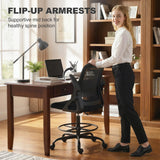 HOMCOM Painting Chair, Mesh Computer Desk Chair with Flip-up Armrests, Black