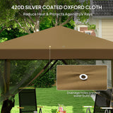 Outsunny 3 x 3 m Pop Up Gazebo, 420D Garden Tent Canopy with Removable Mesh Sidewall Netting, Carry Bag for Garden Patio Outdoor, Khaki