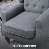 HOMCOM Wingback Accent Chair, Retro Upholstered Button Tufted Occasional Chair for Living Room and Bedroom, Grey