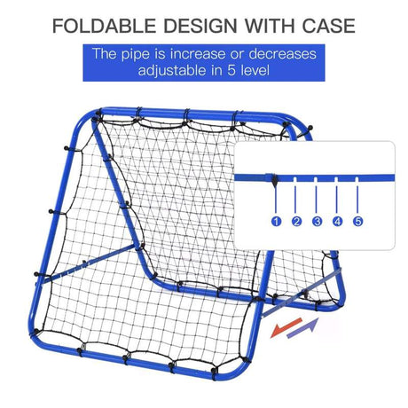 HOMCOM Double Sided Football Rebounder Net, Football Rebound Goal with Five Adjustable Angles, Blue