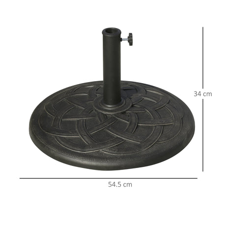 Outsunny 19KG Resin Umbrella Base Garden Parasol Base Stand Round Sun Shade Holder Suitable For Pole Between 38mm to 48mm