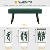 HOMCOM End of Bed Bench with X-Shape Design and Steel Legs, Upholstered Hallway Bench for Bedroom, Green