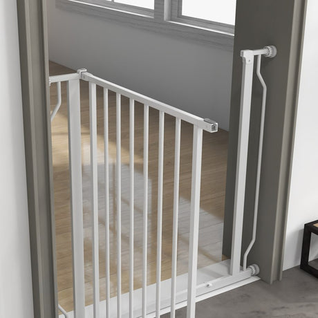 PawHut Extra Wide Dog Safety Gate, with Door Pressure, for Doorways, Hallways, Staircases - White