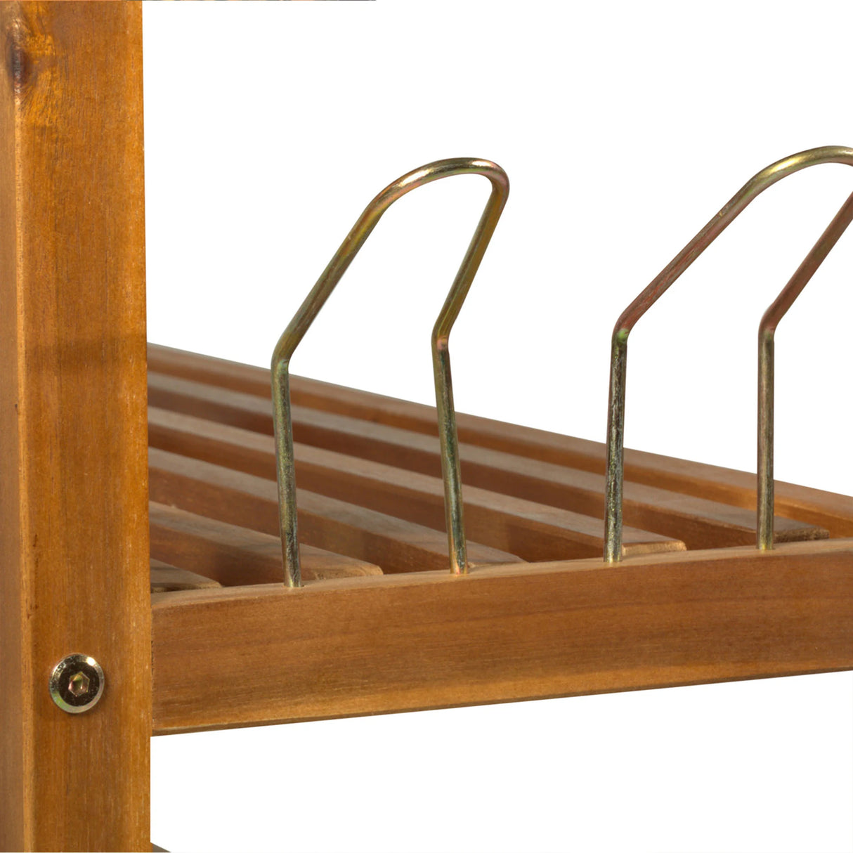 HOMCOM 5-Tier Shoe Rack, Acacia Wooden Shoe Storage Organiser with Hangers, Holds up to 19 Pairs, for Entryway, Living Room, 64 x 26 x 82 cm, Teak
