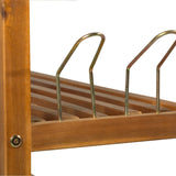 HOMCOM 5-Tier Shoe Rack, Acacia Wooden Shoe Storage Organiser with Hangers, Holds up to 19 Pairs, for Entryway, Living Room, 64 x 26 x 82 cm, Teak
