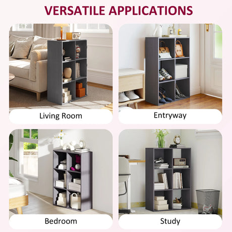 HOMCOM 6-Cube Bookshelf - Grey