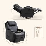 HOMCOM Recliner Chair, Recliner Massage Rocker Chair with 360 Rotate, 165 Reclining Function, Adjustable Footrest, Swivel Armchair Single Sofa for Living Room with Drink Holders, Side Pockets, Black