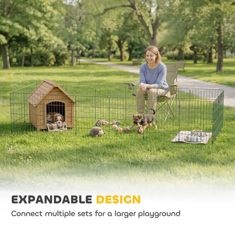PawHut 8 Panel Pet Playpen for Small Dogs Indoor Outdoor 60 cm Height