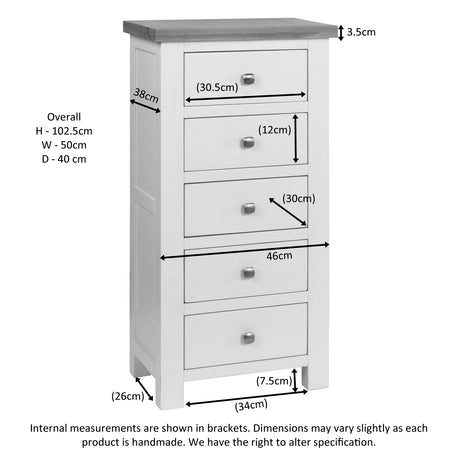 5 Drawer Tall Chest (DPT002 - MOON GREY)