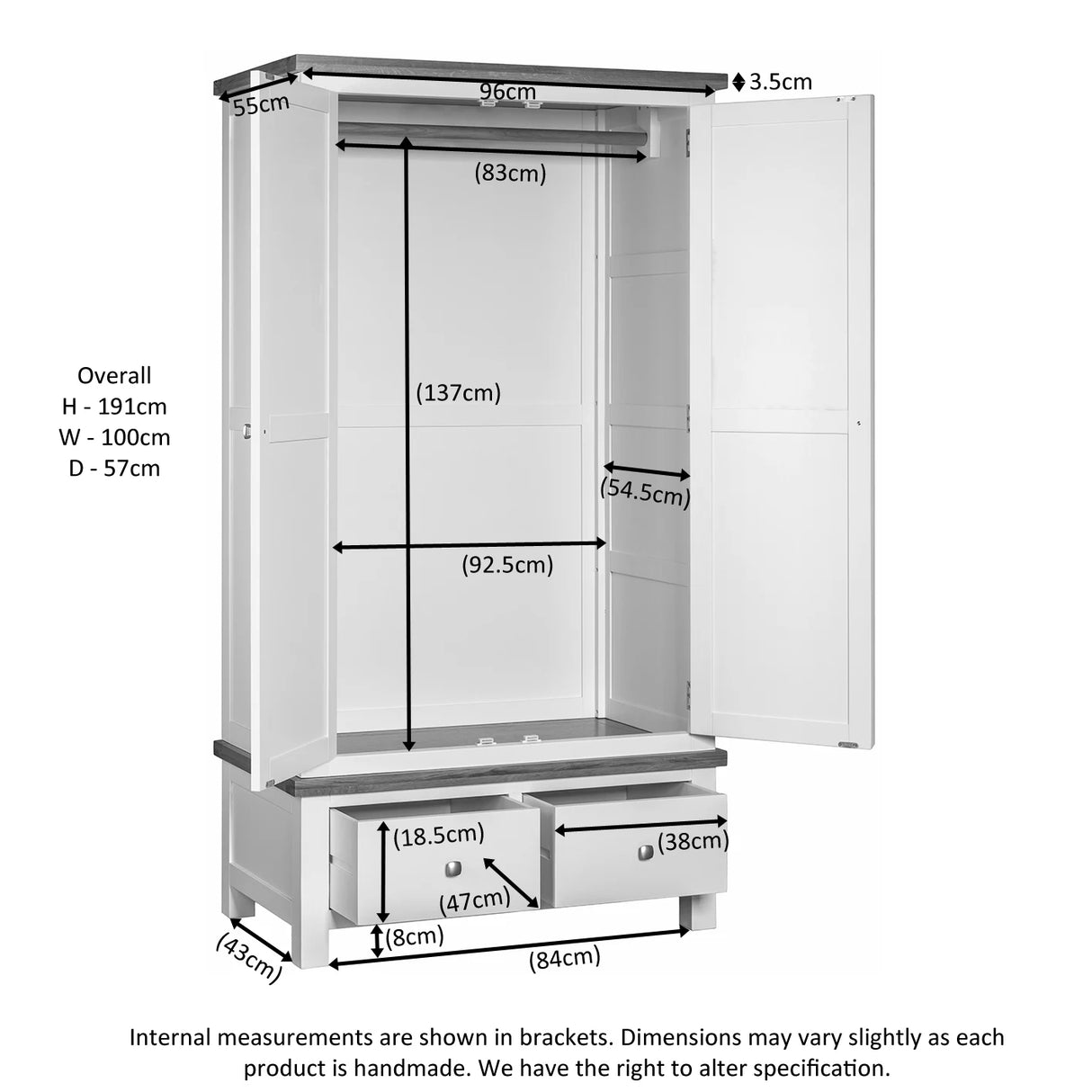 Double Robe With 2 Drawers (DPT032 - IVORY (NS))