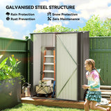 Outsunny 5.3 x 3.1ft Corrugated Steel Garden Shed - Light Grey