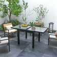 Outsunny Extending Garden Table, Outdoor Dining Table with Aluminium Frame and Tempered Glass Tabletop, 80/160 x 80 x 75 cm, Black and Clear