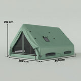 Outsunny Inflatable Camping Tent, 4 Season Hot Tent 10000mm Waterproof with Chimney Opening, Sky Light and Air Pump, Green