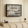 HOMCOM 5-Tier Wall Display Cabinet,  Wall Mounted Display Case w/ 4 Adjustable Shelves, Glass Doors, 60x80cm, Black and White