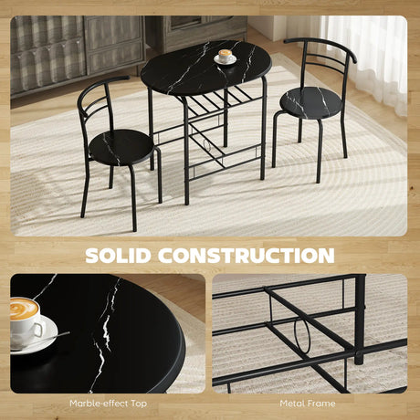 HOMCOM Three-Piece Compact Dining Set - Black