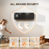 HOMCOM 2000W Ceramic Electric Heater with Fan, Adjustable Thermostat, Wall Mounted - Black