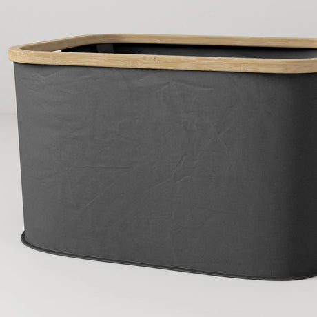 HOMCOM 36L Foldable Laundry Basket, with Bamboo Top - Black