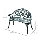 Outsunny Cast Aluminum Garden Bench-Antique Green