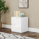 HOMCOM High Gloss Bedside Table Set of 2 - White