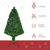 HOMCOM 4FT Pre-Lit Fibre Optic Artificial Christmas Tree Holiday Xmas Dcor with Tree Topper Multi-Colour