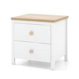 2-Drawer Nightstand with Rubber Wood Legs-White