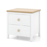 2-Drawer Nightstand with Rubber Wood Legs-White