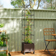Outsunny Raised Garden Bed with Trellis, Tomato Cage with Lockable Wheels, Self Watering Planter Box with Drainage Holes, Brown