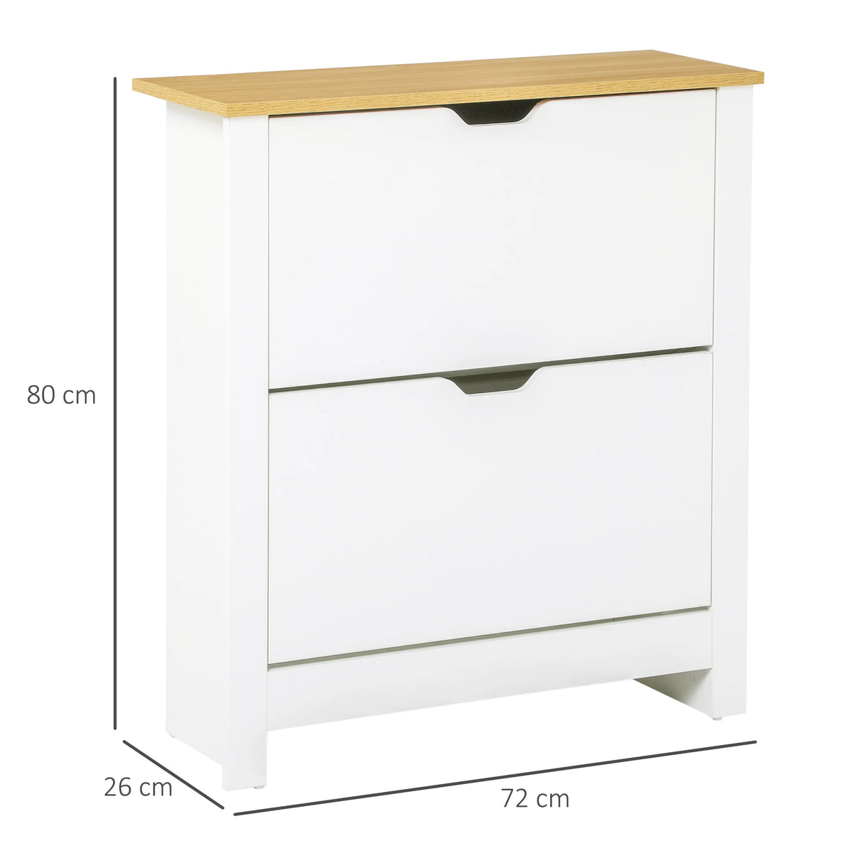 HOMCOM Narrow Shoe Cabinet, Space Saving Shoe Storage Cabinet with 2 Flip Drawers and Adjustable Shelves for 6-12 Pairs of Shoes for Hallways and Living Room, White