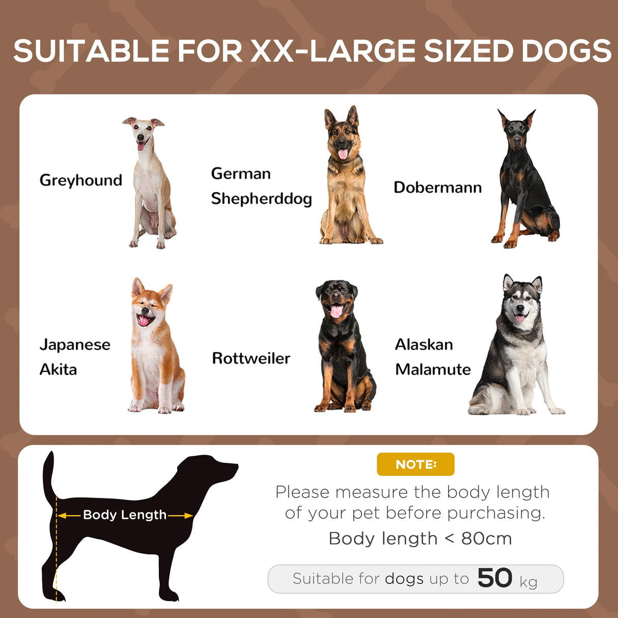 PawHut Raised Dog Bed Waterproof Elevated Pet Cot with Breathable Mesh UV Protection Canopy Brown, for XL Dogs, 122 x 92 x 108cm