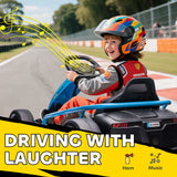 HOMCOM 24V Drift Kart, Electric Ride-On Racing Go Kart w/ 2 Speeds, Steering Wheel, Pedals for Kids Aged 8-12, Blue