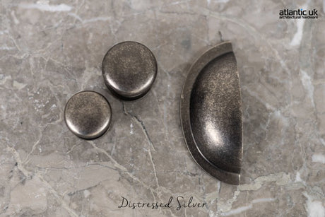 Old English Lincoln Solid Brass Victorian Knob 32mm on Concealed Fix - Distressed Silver - Each